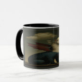 Cosmic Dragon and White Kitten Surreal Art Mug Tasse (Vorderseite Links)