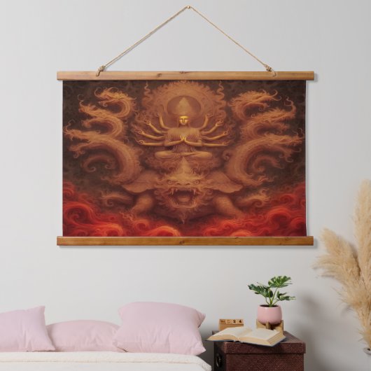 Cosmic Dragon Wandteppich Mit Holzrahmen (Schlafzimmer)