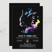 Cosmic Dragon Whimsy Geburtstag Einladung (Vorne/Hinten)