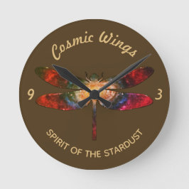 Cosmic Dragonfly - Galaxy Wings & Nebula Trails Runde Wanduhr