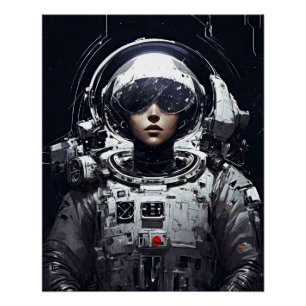 Cosmic Dreams Sci-Fi Mädchen Astronaut Cyberpunk Poster