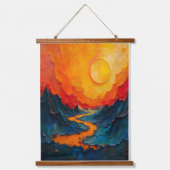 Cosmic Drift — Abstract Gold & Teal Canvas Art Wandteppich Mit Holzrahmen (Vorderseite)