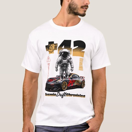 Cosmic Drift Astronaut Racer T-Shirt (Vorderseite)
