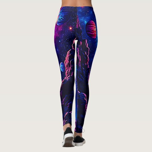 Cosmic Dripping Planet Art Leggings (Rückseite)
