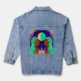 Cosmic Duality: Sun, Moon, and Sisterhood Jeansjacke