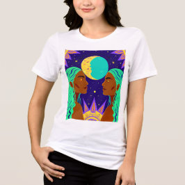 Cosmic Duality: Sun, Moon, and Sisterhood Tri-Blend Shirt