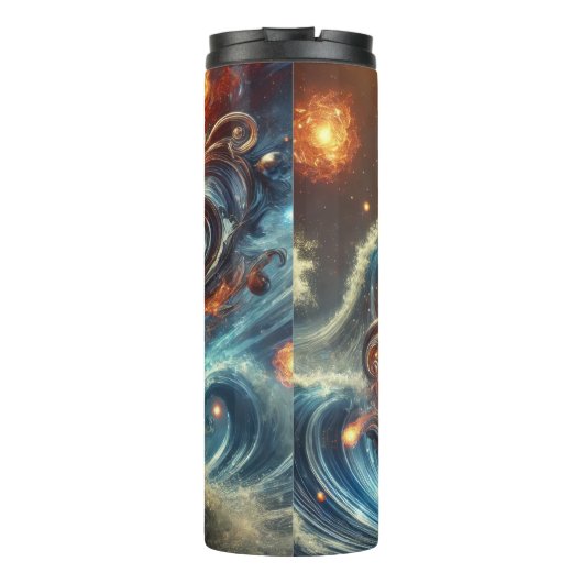 Cosmic Electric Guitar Fire Vortex Thermosbecher (Rückseite)
