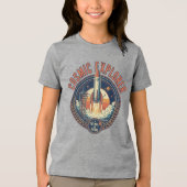 Cosmic Explorer Rocket Ship Future Space Tri-Blend Shirt (Vorderseite)