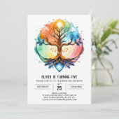 Cosmic Fantasy Tree Geburtstag Einladung (Stehend Vorderseite)