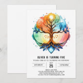 Cosmic Fantasy Tree Geburtstag Einladung (Vorne/Hinten)