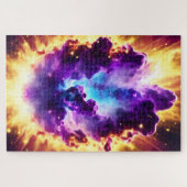 Cosmic fire blue und lila Nebel Star Landschaft Puzzle (Horizontal)