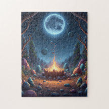 Cosmic Fire Magic Night Campfire Puzzle - Fantasy 