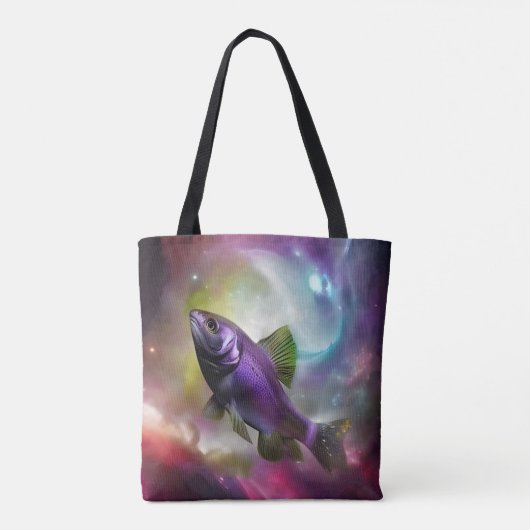Cosmic Fish Fish AI Fantasy Digital Art Print Tasche (Rückseite)