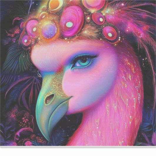 Cosmic Flamingo Queen Aufkleber (Vorderseite)