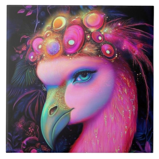 Cosmic Flamingo Queen Fliese (Vorderseite)