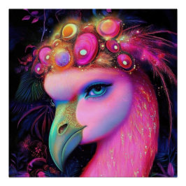 Cosmic Flamingo Queen Poster