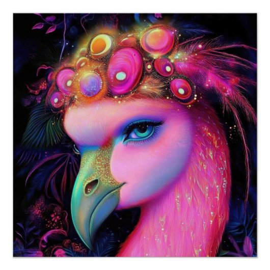 Cosmic Flamingo Queen Poster (Vorderseite)