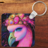 Cosmic Flamingo Queen Schlüsselanhänger (Rückseite)