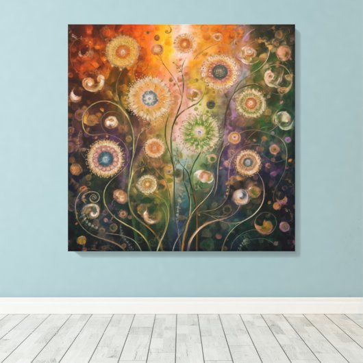 Cosmic Florals Canvas Print Leinwanddruck (Insitu (Holzboden))