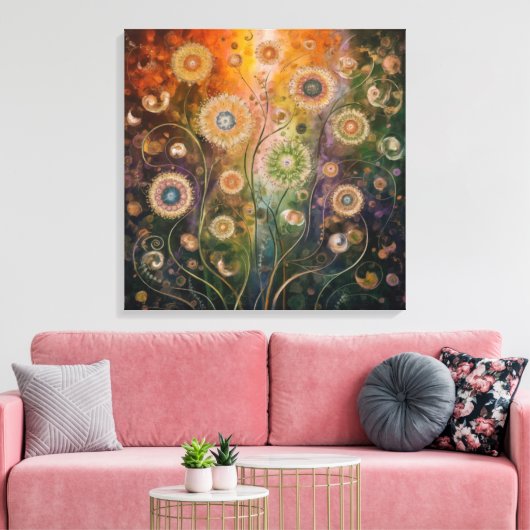 Cosmic Florals Canvas Print Leinwanddruck (Insitu (Wohnzimmer))