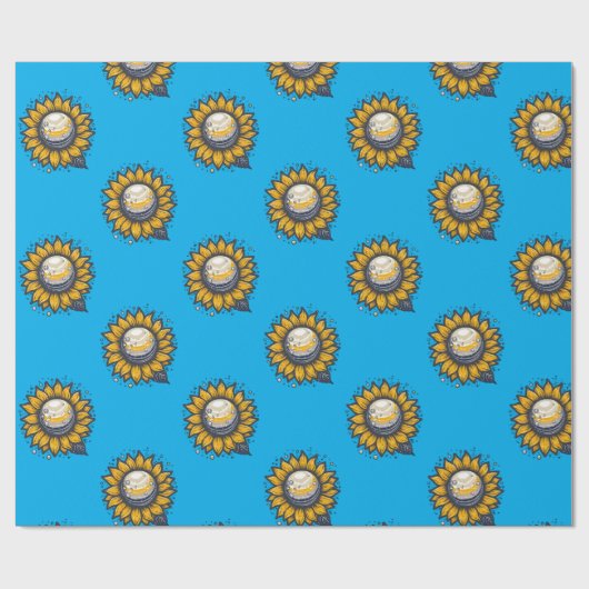 Cosmic Flower Blue Geschenkpapier (Flach)