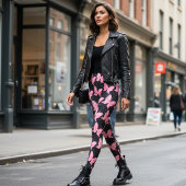 Cosmic Flutter Pink Butterfly Leggings