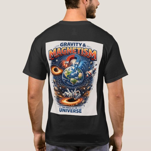 Cosmic Force: Gravity vs Magnetism T-Shirt (Rückseite)