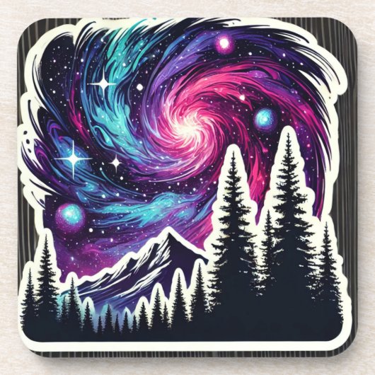 Cosmic Forest: Galaxy Meets Nature Getränkeuntersetzer (Vorderseite)