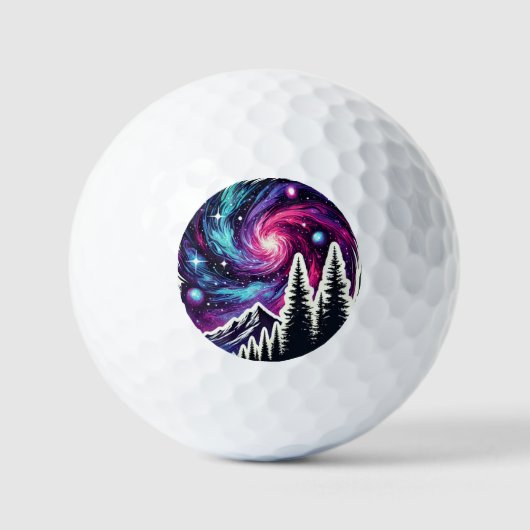Cosmic Forest: Galaxy Meets Nature Golfball (Vorderseite)