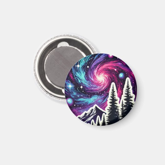 Cosmic Forest: Galaxy Meets Nature Magnet (Vorderseite/Rückseite)