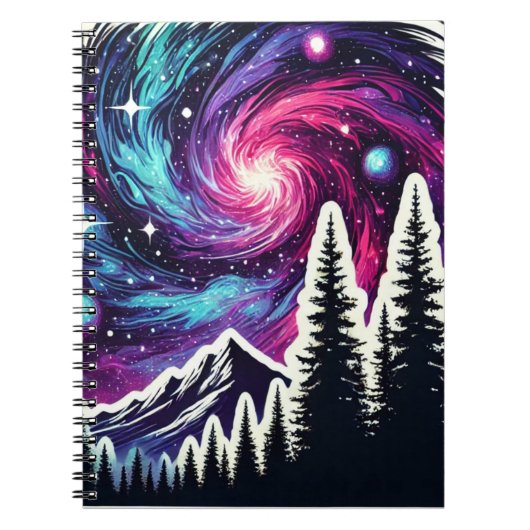 Cosmic Forest: Galaxy Meets Nature Notizblock (Vorderseite)