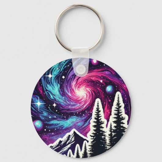 Cosmic Forest: Galaxy Meets Nature Schlüsselanhänger (Vorderseite)