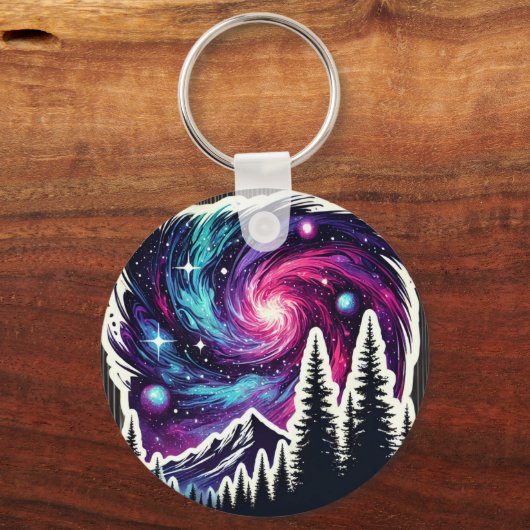 Cosmic Forest: Galaxy Meets Nature Schlüsselanhänger (Rückseite)