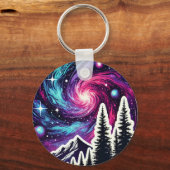 Cosmic Forest: Galaxy Meets Nature Schlüsselanhänger (Vorderseite)