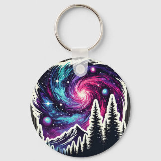 Cosmic Forest: Galaxy Meets Nature Schlüsselanhänger