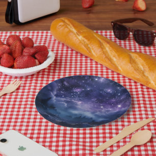 Cosmic Forest Night Sky Pappteller