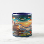 Cosmic Fox and Planets Magical Sunset Mug Tasse (Zentrum)