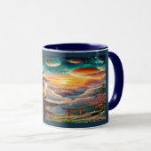 Cosmic Fox and Planets Magical Sunset Mug Tasse (VorderseiteRechts)