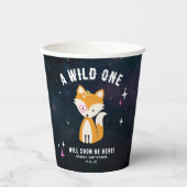 Cosmic Fox Wild One Pink Girl Baby Dusche Pappbecher (Vorderseite)