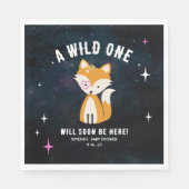 Cosmic Fox Wild One Pink Girl Baby Dusche Serviette (Vorderseite)