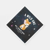 Cosmic Fox Wild One Pink Girl Baby Dusche Serviette (Ecke)