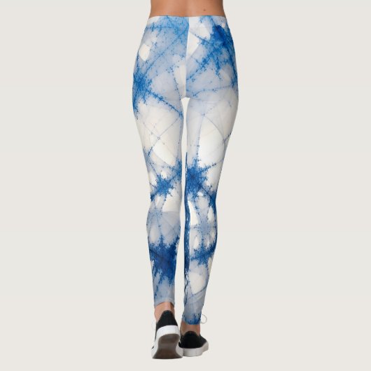 Cosmic Fractal Energy Art | Blue Geometric Abstrac Leggings (Rückseite)