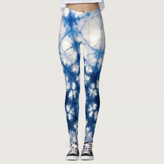Cosmic Fractal Energy Art | Blue Geometric Abstrac Leggings (Vorderseite)