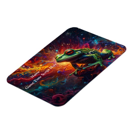 Cosmic Frog Art Print Vibranly Psychedelic Design Magnet (Linke Seite)