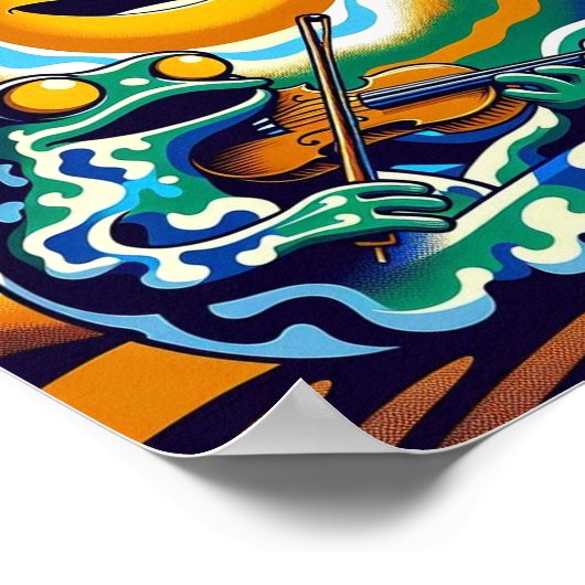 Cosmic Frog Musician: Psychedelische Serenade Art Poster (Ecke)