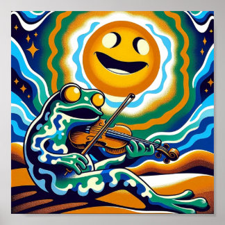 Cosmic Frog Musician: Psychedelische Serenade Art Poster