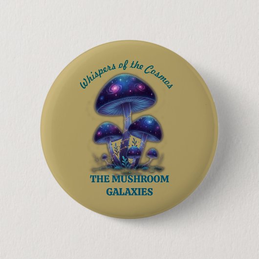 Cosmic Galaxy Mushrooms • Whimsical Fantasy Fungi Button (Vorderseite)
