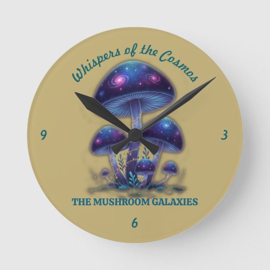 Cosmic Galaxy Mushrooms - Whimsical Fantasy Fungi Runde Wanduhr (Vorderseite)
