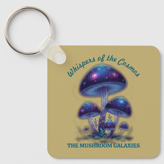 Cosmic Galaxy Mushrooms • Whimsical Fantasy Fungi Schlüsselanhänger (Vorderseite)