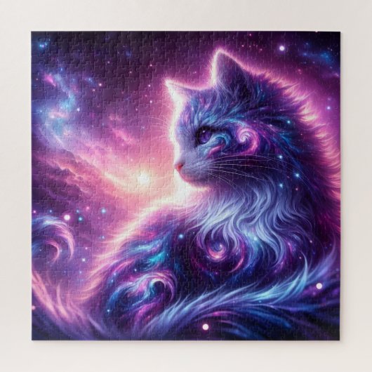 Cosmic Galaxy Mystical Feline Celestial Puzzle (Vertikal)